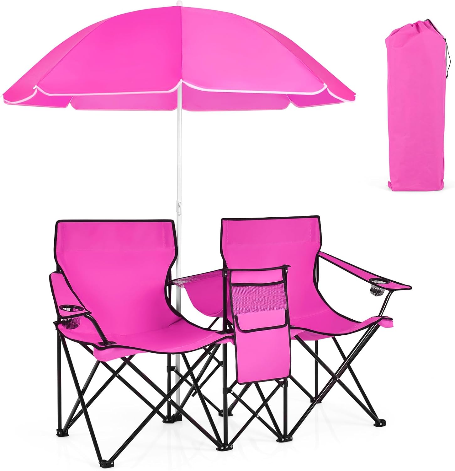 Chaise de Camping Pliante avec Parasol