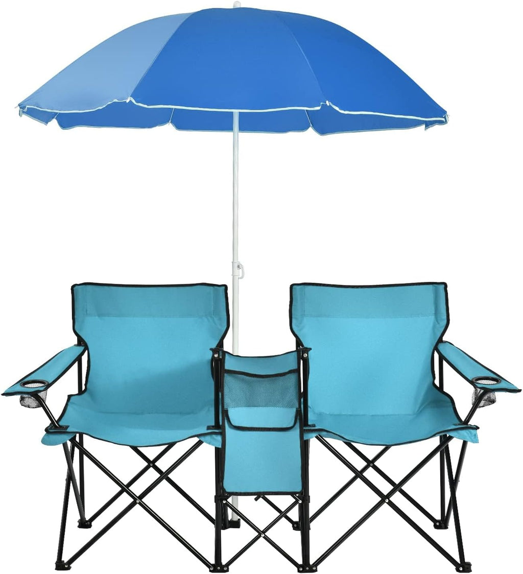 Chaise de Camping Pliante avec Parasol