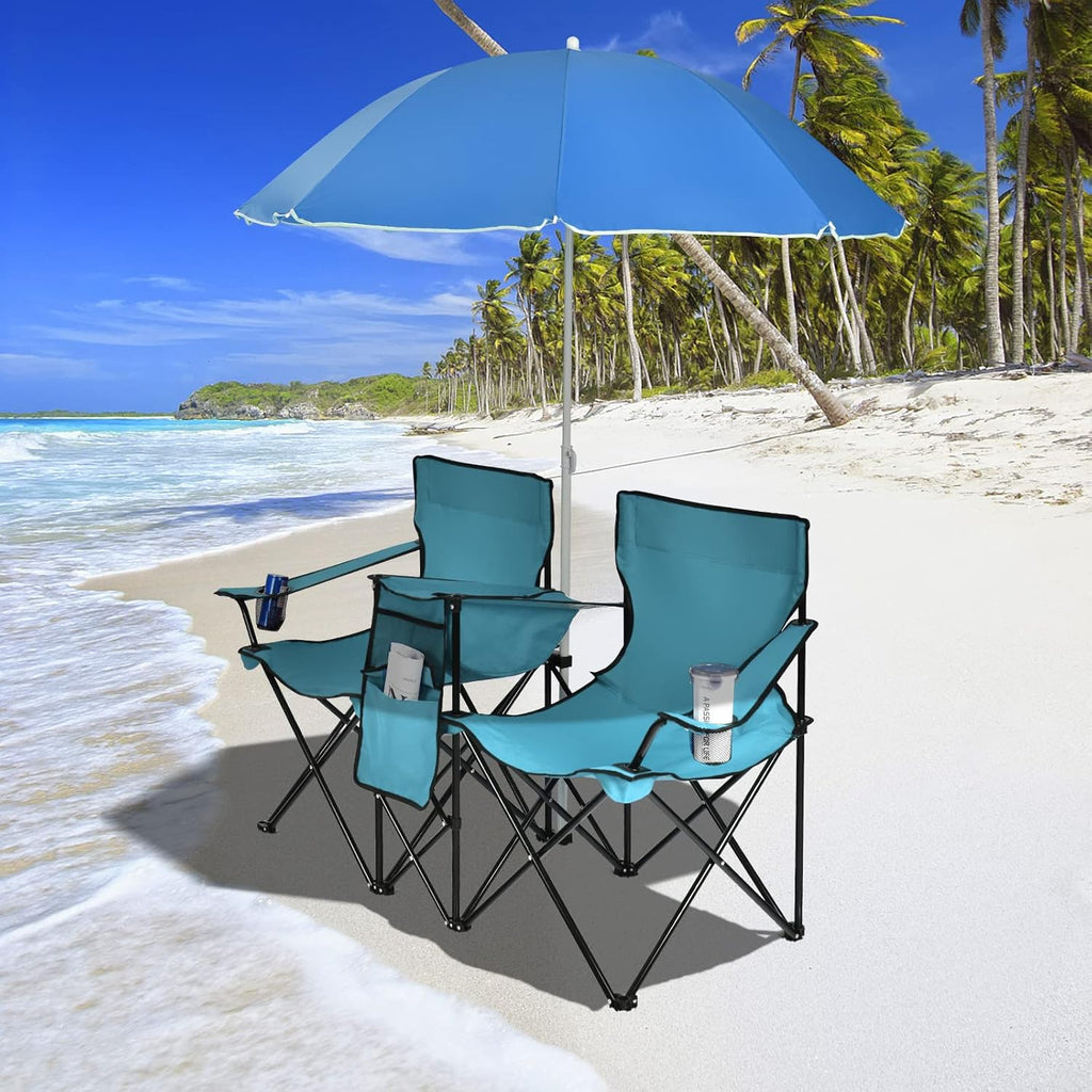 Chaise de Camping Pliante avec Parasol