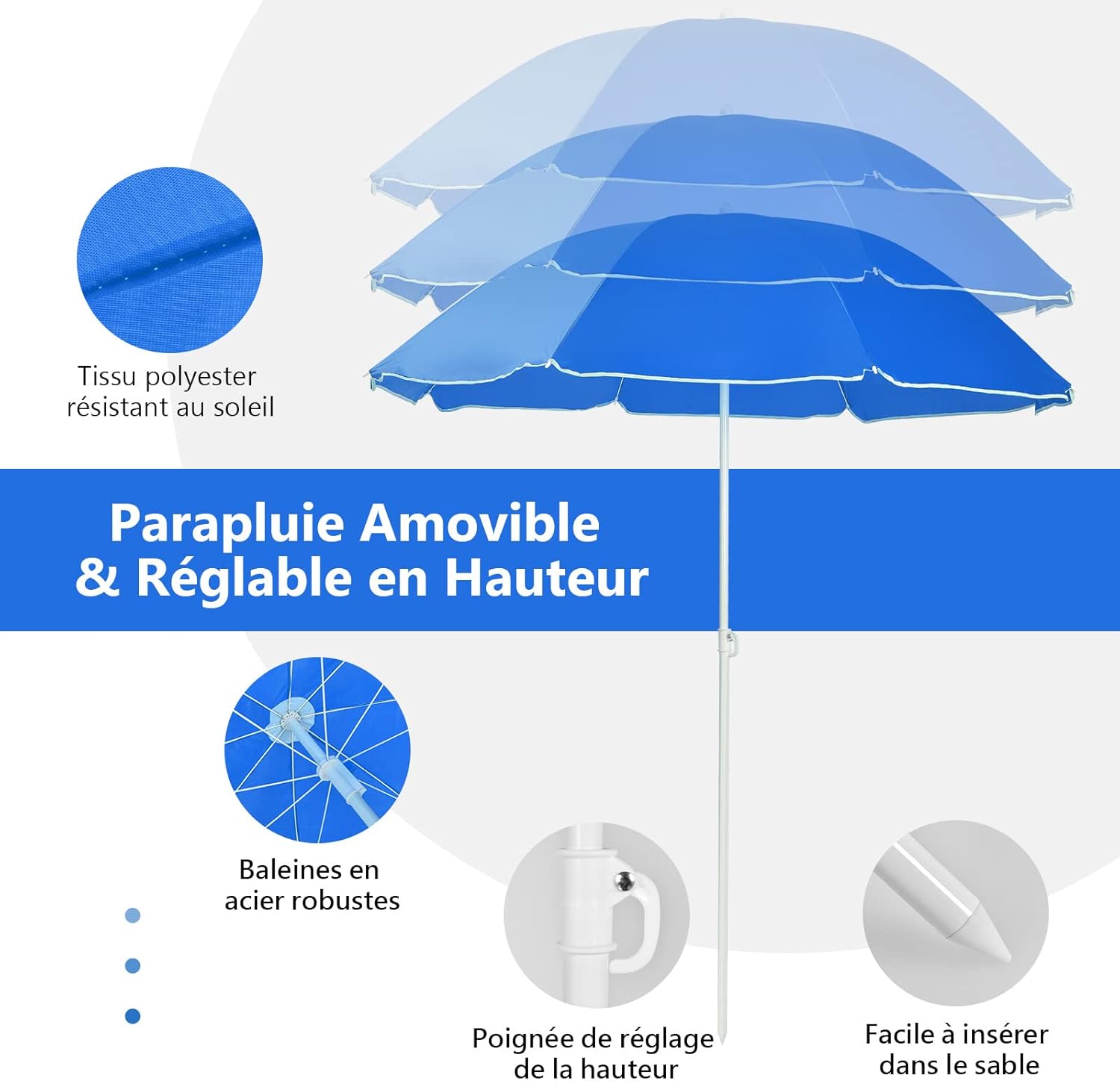 Chaise de Camping Pliante avec Parasol