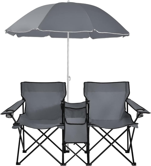 Chaise de Camping Pliante avec Parasol